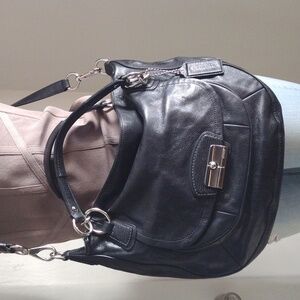 Coach,Black Leather Shoulder and Crossbody Bag